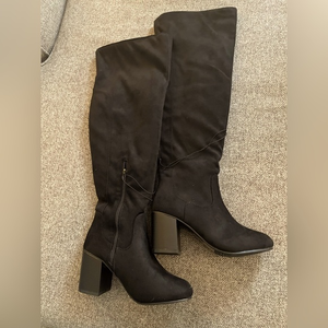 Forever 21 black suede over‎ the knee wide boots NWT